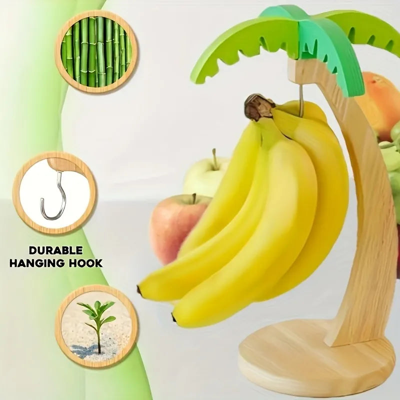 Wooden Banana Tree Hanging Rack With Hook
