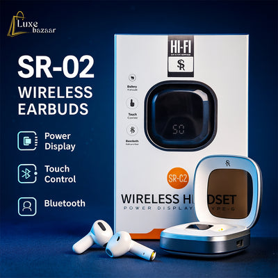 SR-02 Wireless Earbuds Power Display Screen