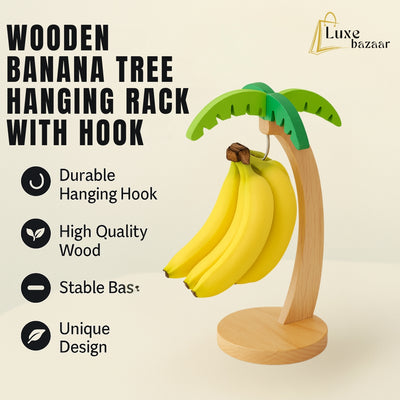 Wooden Banana Tree Hanging Rack With Hook