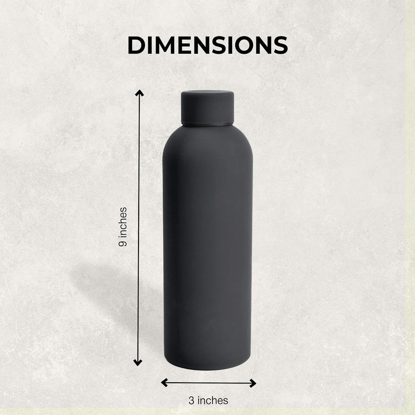 Stainless Steel Sports Black Water Bottle